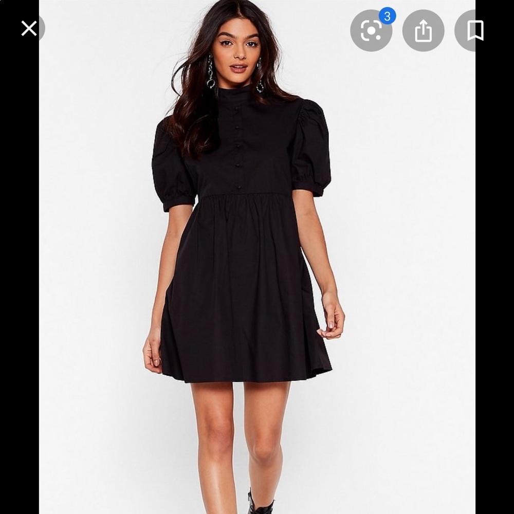 Nasty gal puff sleeve button dress
